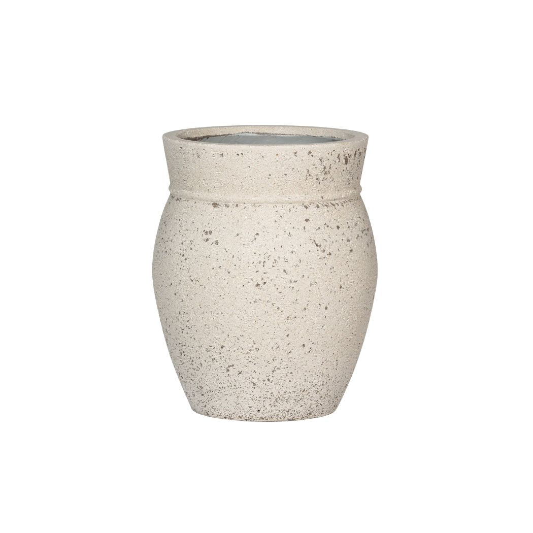 Ronde ficonstone plantenbak in neutrale kleur - Deuxamis