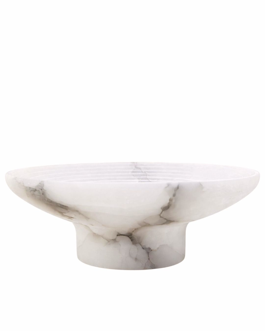 Ronde alabaster schaal met ribbelstructuur - Deuxamis