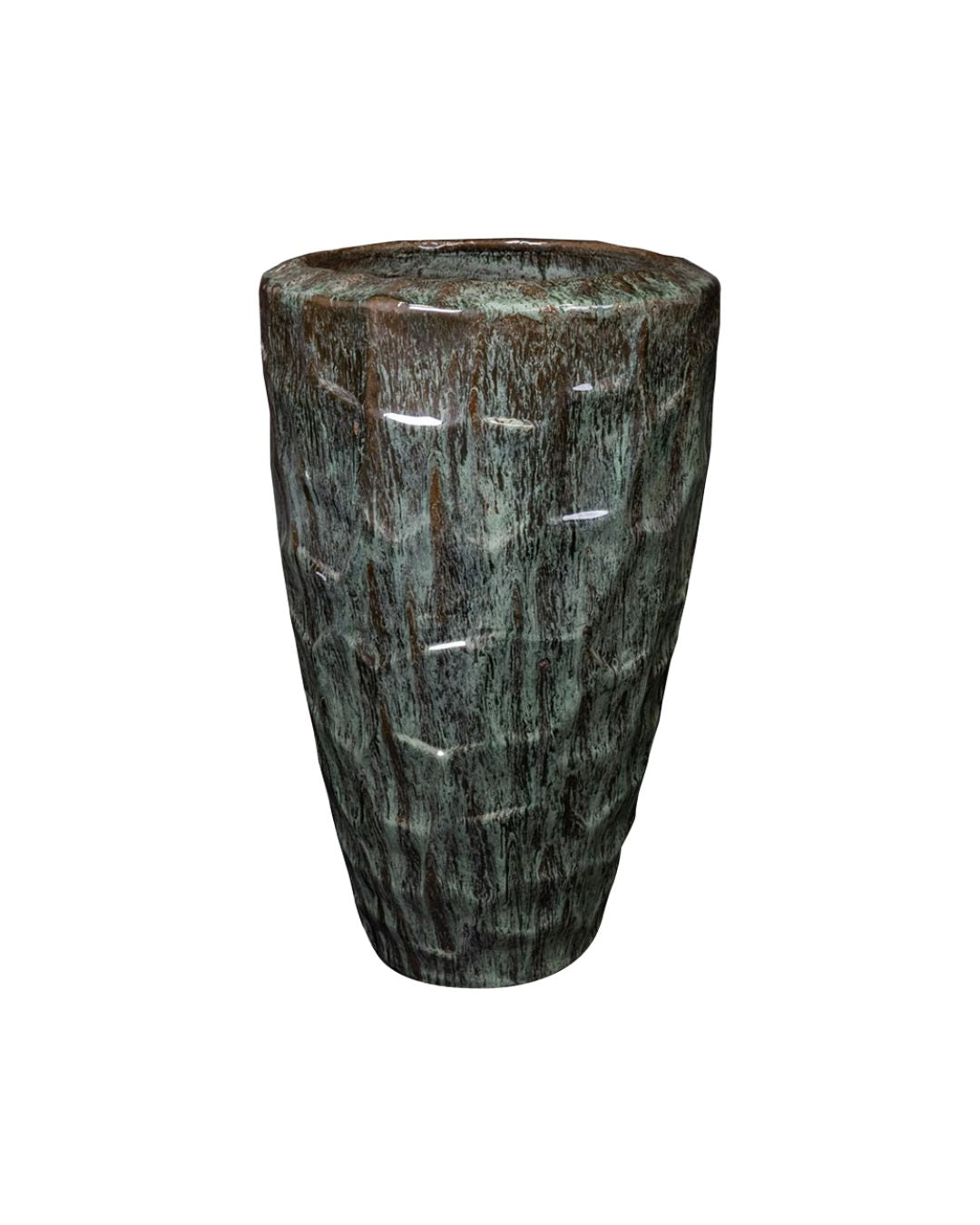 Keramisch bloempot in emerald groene kleur - Deuxamis