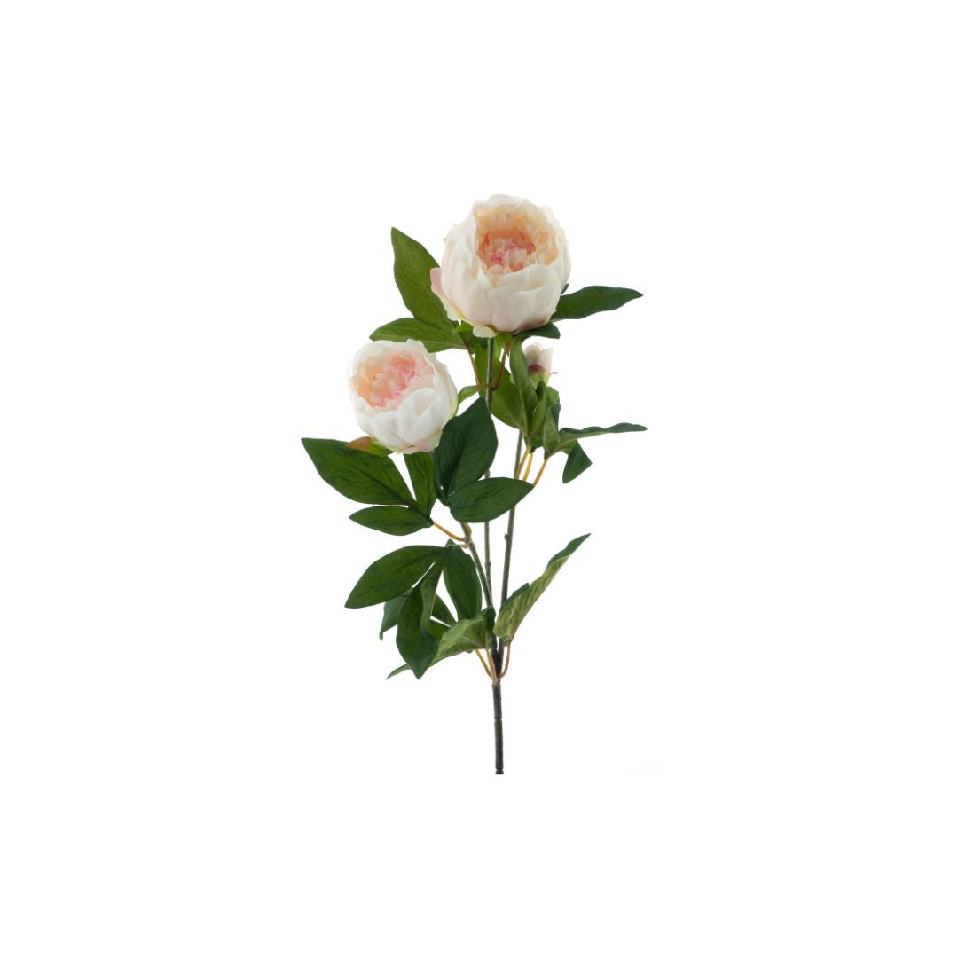 Zijden pioen spray pink met groene bladeren - Deuxamis