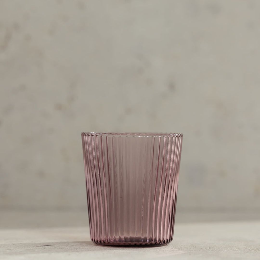 Paveau Broome Ribbelglazen – Set van 2 ribbelglas in lichtroze - Deuxamis